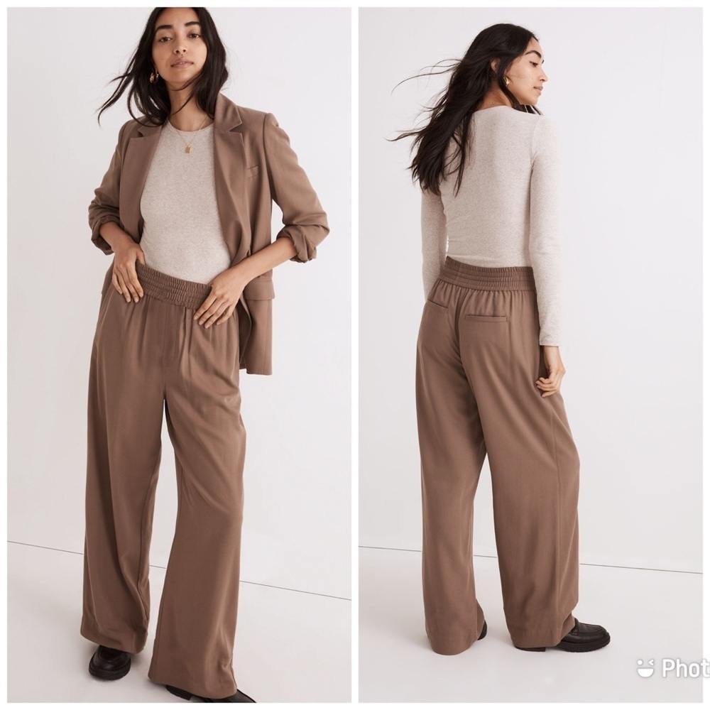 Madewell Drapeweave Carley Wide Leg Brown Pants NG528 Sz M